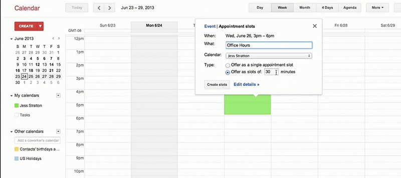 google calendar app for mac appointment slots