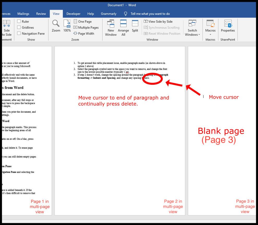 how do you go to the end of a document in word for mac?